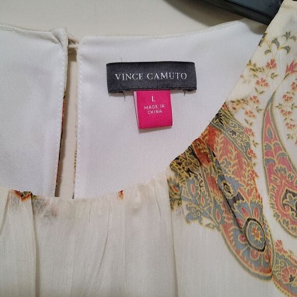 Vince Camuto Paisley Ceam Sleeveless Blouse L Nwt - Picture 4 of 6